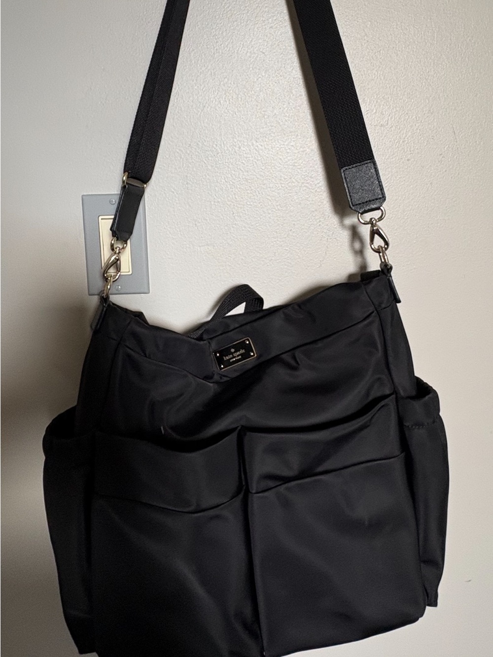 kate spade Black Nylon Baby Bag with Front Pockets